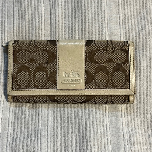 Coach Accessories - Coach Signature Brown and Cream Wallet